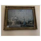 PRINT WOMAN READING IN PARLOR 18" X 23" WOOD