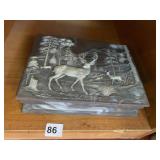 GENUINE INCOLAY STONE JEWELRY BOX, LID NEEDS