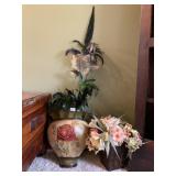 VASE W/ ROSE AND ARTIFICIAL FLOWERS