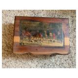 CEDAR JEWELRY BOX W/ HUNT SCENE