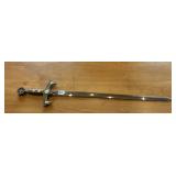 35" SWORD WITH SILVER AND GOLD TONE HANDLE