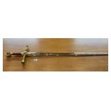 45" MASONIC SWORD WITH VELVET DETAIL HANDLE,