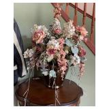 BRONZE HAEGER VASE W/ SILK FLOWERS PROFESSIONAL