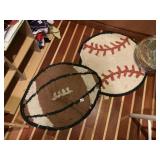 TWO FLOOR MATS BASEBALL & FOOTBALL