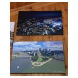 PITT PANTHER AND PNC PARK AT NIGHT 12" X 18