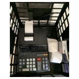 CRATE, SHARP ADDING MACHINE WITH PAPER