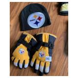 STEELERS GLOVES AND HAT