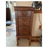 CHERRY FINISH JEWELRY ARMOIRE FOLD OUTDOORS LIFT