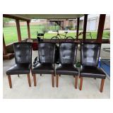 4 BUTTON BACK DINING CHAIRS WOOD LEGS