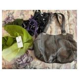 BRIGHTON BLACK LEATHER PURSE & SCARF