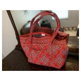 RED, BLACK AND WHITE VERA BRADLEY CARRY ALL BAG,