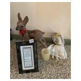 GLAZED REINDEER, CLOTH DOLL, BATTERY OP CANDLE