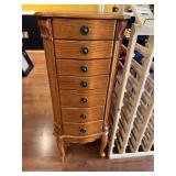 WOOD JEWELRY ARMOIRE WITH FLIP TOP MIRROR AND