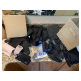 2 ORGANIZER BINS AND ACE BANDAGES AND SUPPORTS