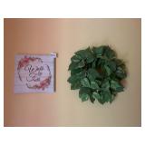sign and wreath