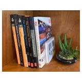 BOOKS ON PHOTOGRAPHY, NOTE CARDS, FAUX SUCCULENT