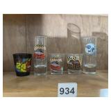 ASSORTED SHOT GLASSES NASCAR, ETC.
