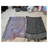 PASHMINA SILK AND CASHMERE SCARF AND BLACK/GRAY