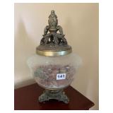 CRACKLE GLASS JAR W/ POTPOURRI COMPOSITION LID