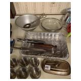 COVERED BUTTER, STAINLESS FOOTED DISHES ETC.