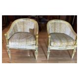 PROVINCIAL VINTAGE ARMCHAIRS W/ CANED SIDES CLEAN