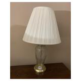 PAIR OF BRASS AND GLASS LAMPS
