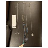 NECKLACES ONE W/ ANCHOR, FEATHER, TURQUOISE BEADS