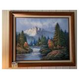 MOUNTAIN SCENE 24" X 20.5" ON CANVAS SIGNED LOWER