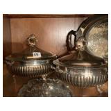 SILVERPLATE SERVING DISHES W/ GLASS LINERS