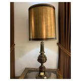 VINTAGE 40" STIFFEL BRASS LAMP W/ SHADE
