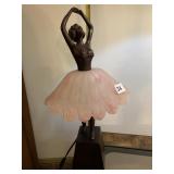 BALLERINA LAMP 17" H PINK GLASS SKIRT