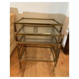 BRASS 3 NESTING TABLES W/ GLASS TOP 23 X 16 TOP