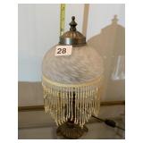 GLASS BEADED LAMP W/ SHADE 13.5" H