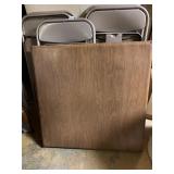 CARD TABLE AND 5 METAL CHAIRS