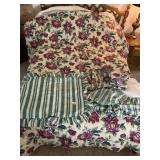 GREEN BED SKIRT AND PILLOW SET
