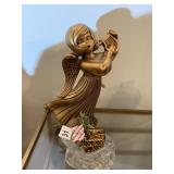 ANGLE FIGURE CERAMIC AND GLASS SLEIGH
