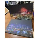 PITTSBURGH FIRE WORKS AT NIGHT 24" X 16" ON