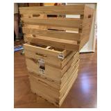 THREE WOODEN STORAGE CRATES