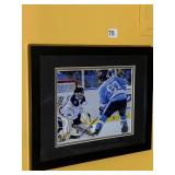 CROSBY ACTION SHOT ON GOAL FRAMED PICTURE
