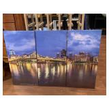 TRIO PITTSBURGH AT NIGHT ON CANVAS 24X12 EACH