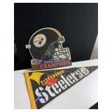 STEELER PENNANT AND SUPERBOWL CHAMPION PENNANT