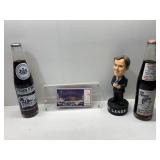 PENN STATE BOTTLES WITH MIKE LANGE BOBBLEHEAD AND