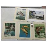 W A WEBER VIBRANT TROUT PRINTS ADAMS HOUSE 16 X