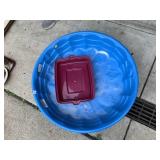 2 KIDDIE POOLS AND A BIN LID