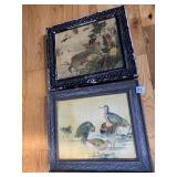 TWO PRINTS FRAMED OF BIRDS FEEDING