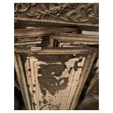 VINTAGE TIN PANELS CAST IRON FIREPLACE SURROUND