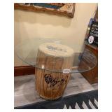 CEREMONIAL DRUM W/ PAINTED BUFFALO ON HIDE AND