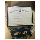 14X11 BLANK AWARD CERTIFICATE, RETIRED VANITY