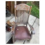 MISSION STYLE ROCKING CHAIR WITH LEATHER SEAT
