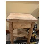 HAND CRAFTED CENTER DRAWER STAND, FROM LOGS,